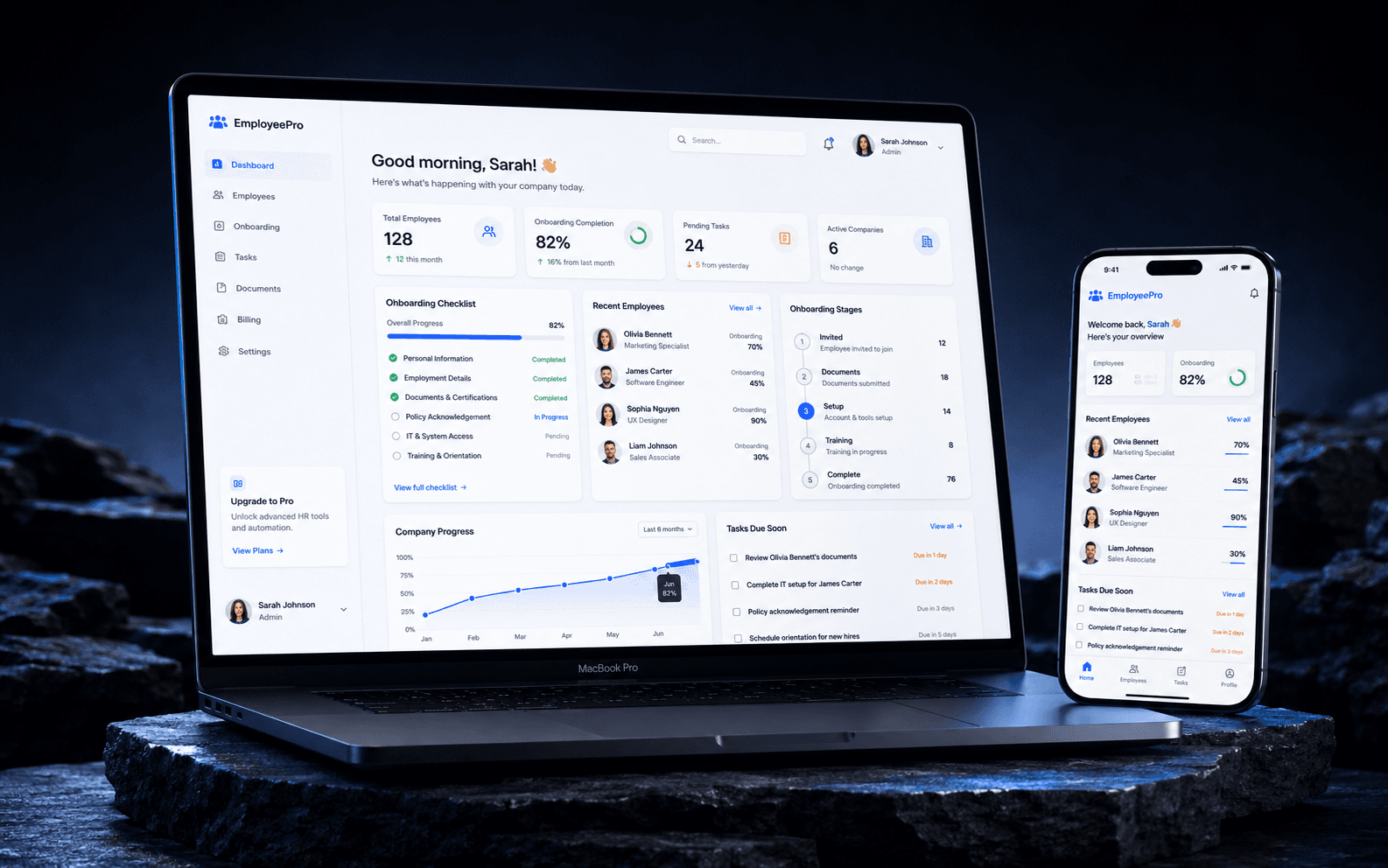 EmployeePro employee onboarding dashboard